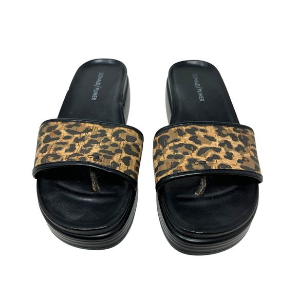 Donald J Pliner Fifi Slide Sandals Leopard Print Black Brown Size US 8 - Picture 1 of 13